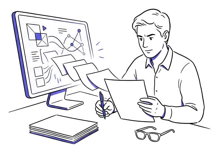 Từ đầu vào AI đến đầu ra công việc đã xác minh - Learn AI Mindset Minh họa cho Từ đầu vào AI đến đầu ra công việc đã xác minh
